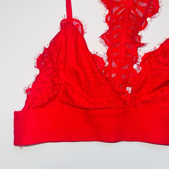PINK Victoria’s Secret Red Lace Racerback Triangle Bralette Small Women’s - Picture 3 of 9